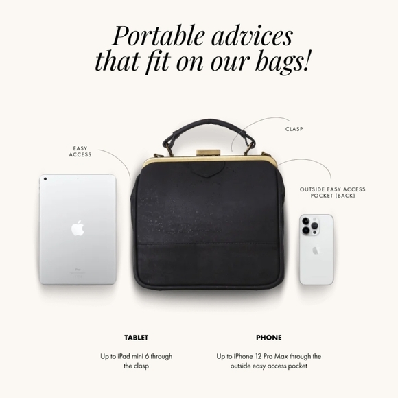 Laflore Paris Bebebark Cork Handbag Clutch - Black - Picture 6 of 7